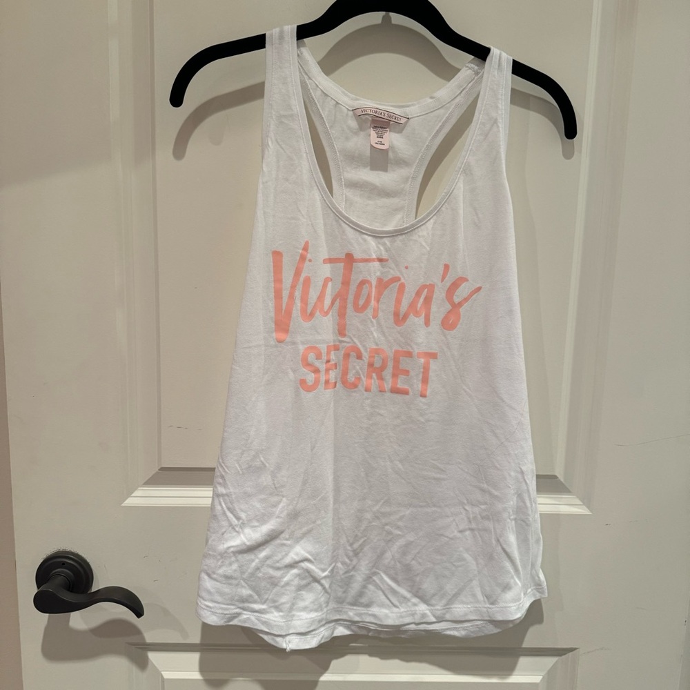 Victoria's Secret White and Orange Women's Tank Top